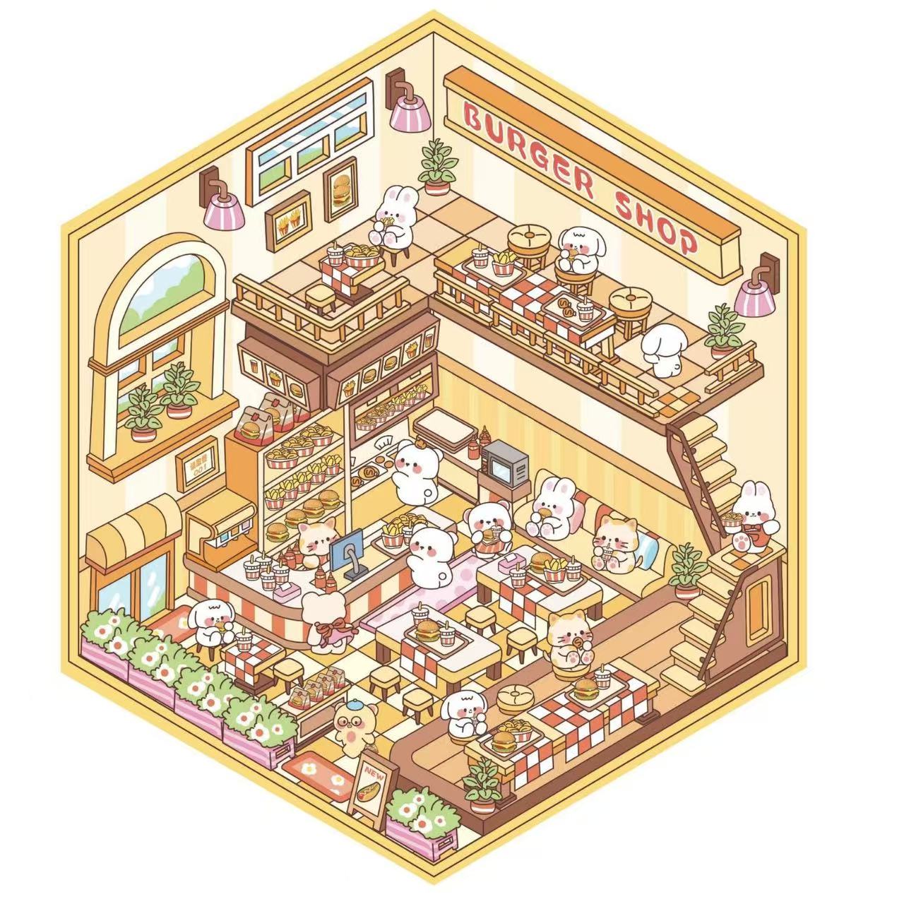 (13)Paw Paradise DIY 3dD Scene Stickers 5 cute Miniature Scenes
