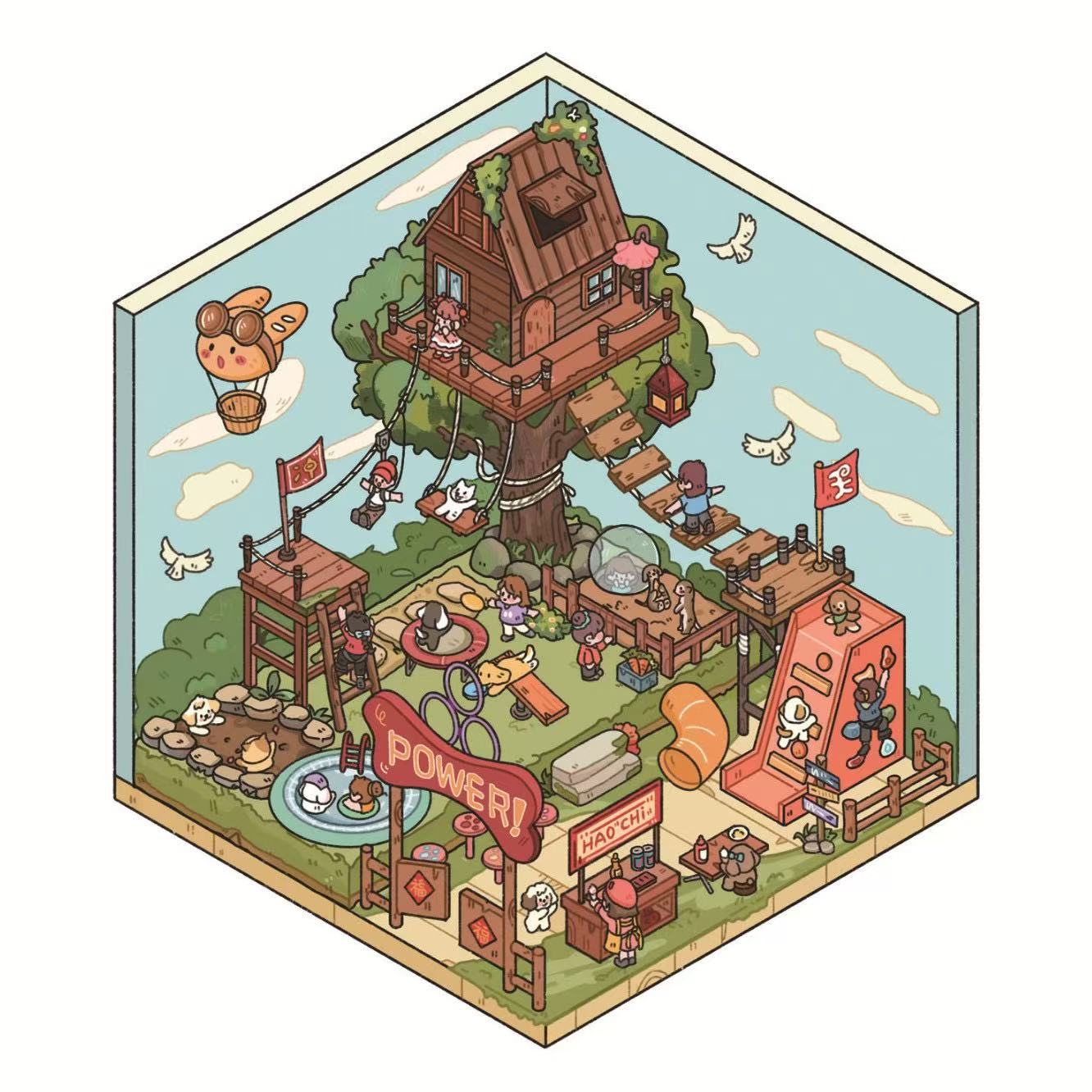 (13)Paw Paradise DIY 3dD Scene Stickers 5 cute Miniature Scenes