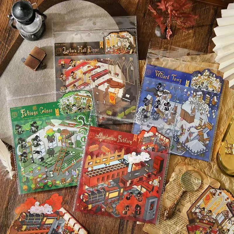 (21)Enchanted Realms DIY 3D Scene Stickers 4 Cute Miniature Scenes