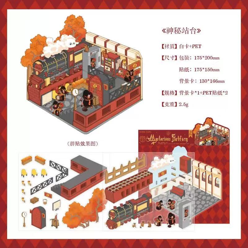 (21)Enchanted Realms DIY 3D Scene Stickers 4 Cute Miniature Scenes