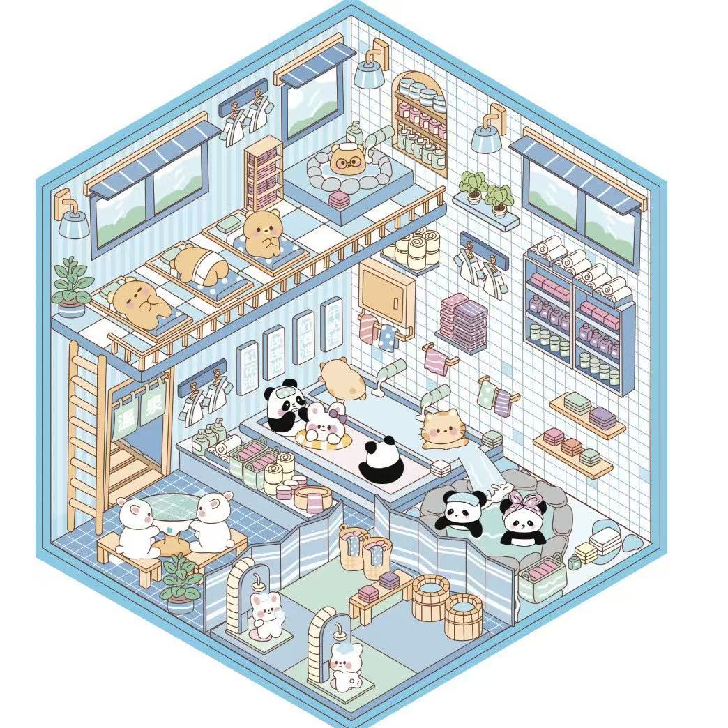(22)Rabbite Life DIY 3D Scene Stickers 4 Cute Minature Scenes
