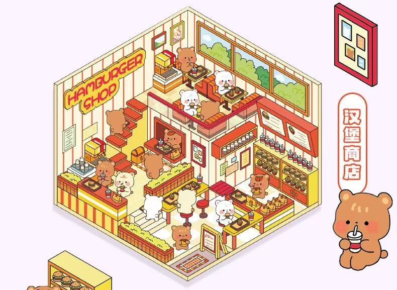 (23)Tiny Joys Avenue DIY 3D Scene Stickers 4 Cute Mniature Scenes