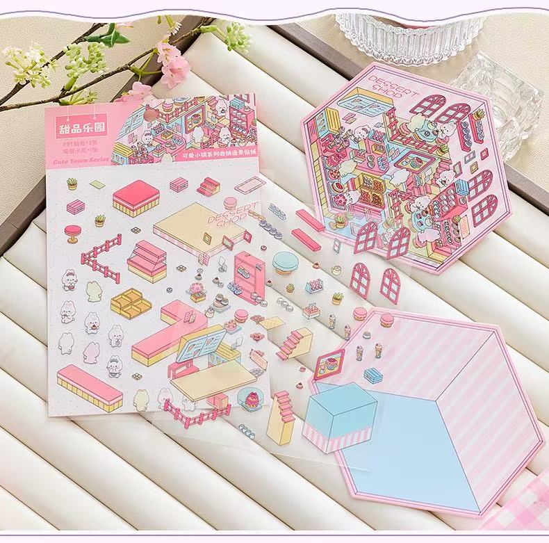 (23)Tiny Joys Avenue DIY 3D Scene Stickers 4 Cute Mniature Scenes