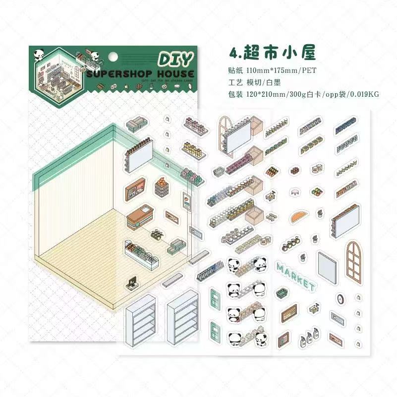 (25)Panda Home Collection DIY 3D Scene Stickers 4 Cute Miniature scenes