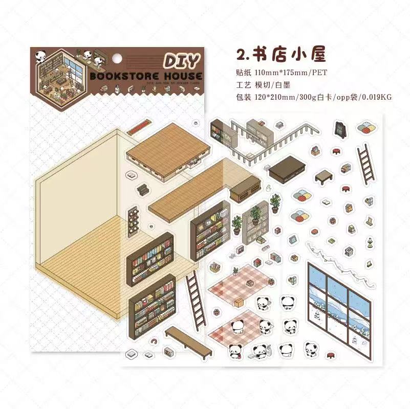 (25)Panda Home Collection DIY 3D Scene Stickers 4 Cute Miniature scenes