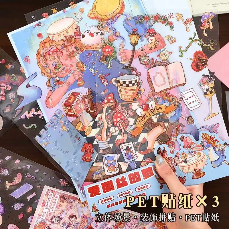 (111)Alice In Wonderland DIY 3D Scene Stickers 2 Cute Miniature Scenes