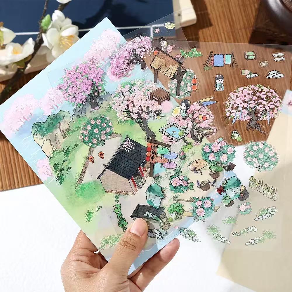 (112)Fantasy Wonderland DIY 3D Scene Sticker 4 beautiful Miniature Scenes