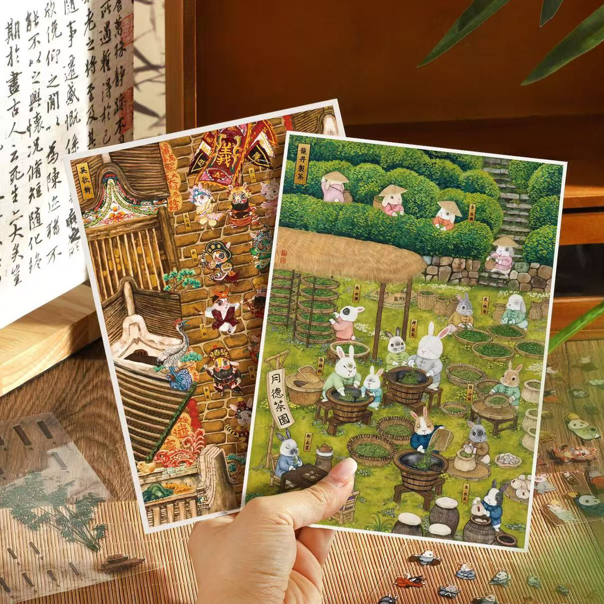 (28)Beautiful Traditional Culture DIY 3D Scenes Stickers 5 Cut Miniature Scenes