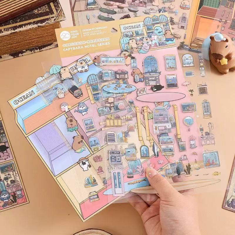 (29)Dolphin Hotel DIY 3D Scene sticker 4Cute Miniature Scenes
