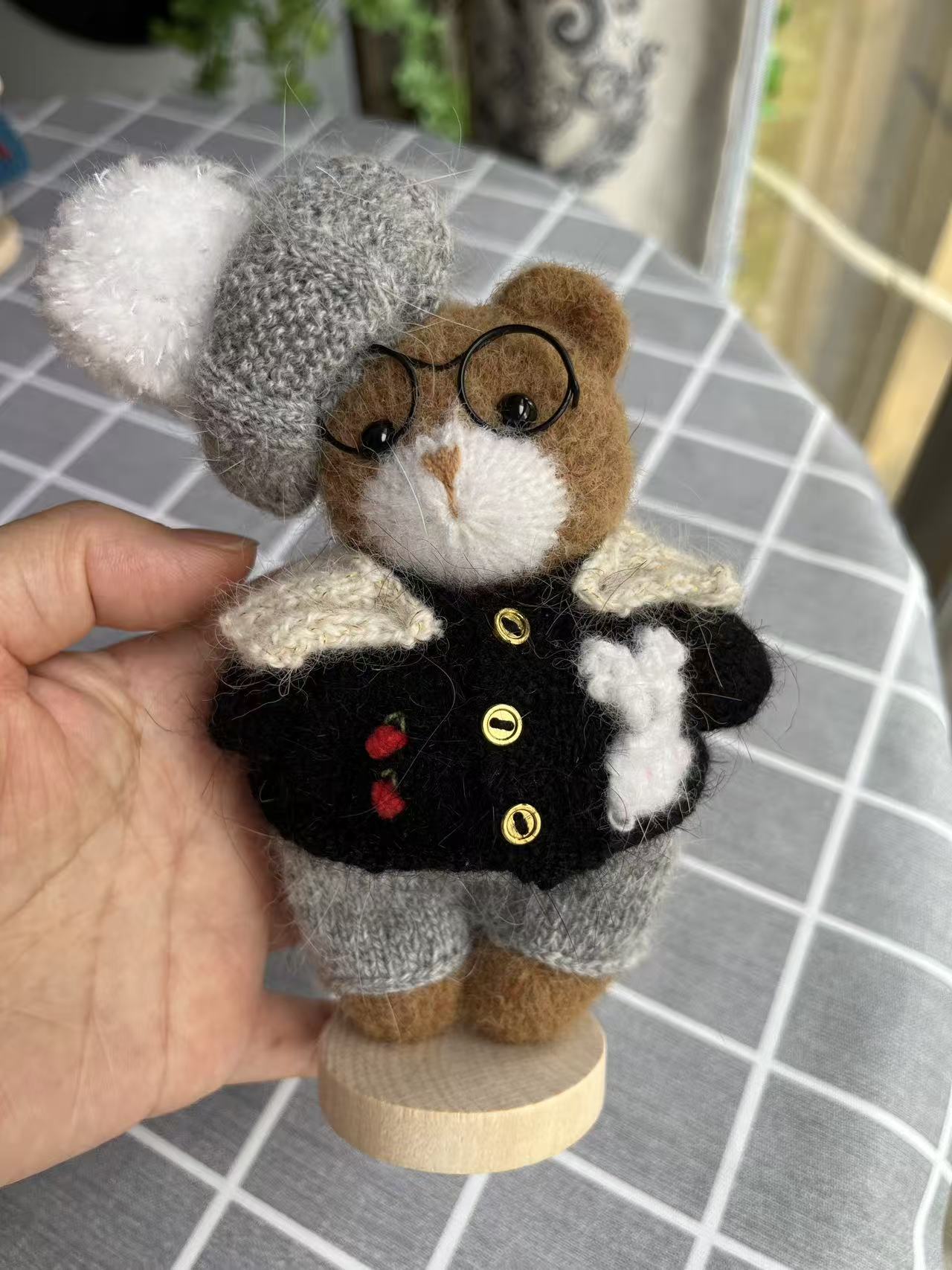 Hand made knitted bunnies and bears