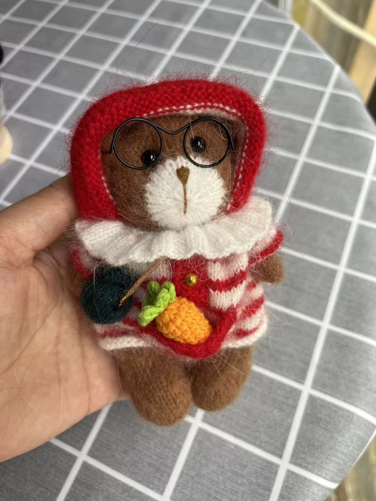 Hand made knitted bunnies and bears