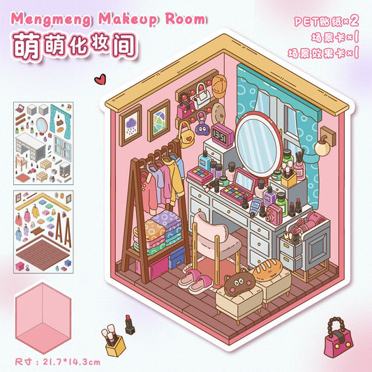 (12)Dreamy hideouts DIY 3D Scene Stickers 6 Cute miniature  Scenes
