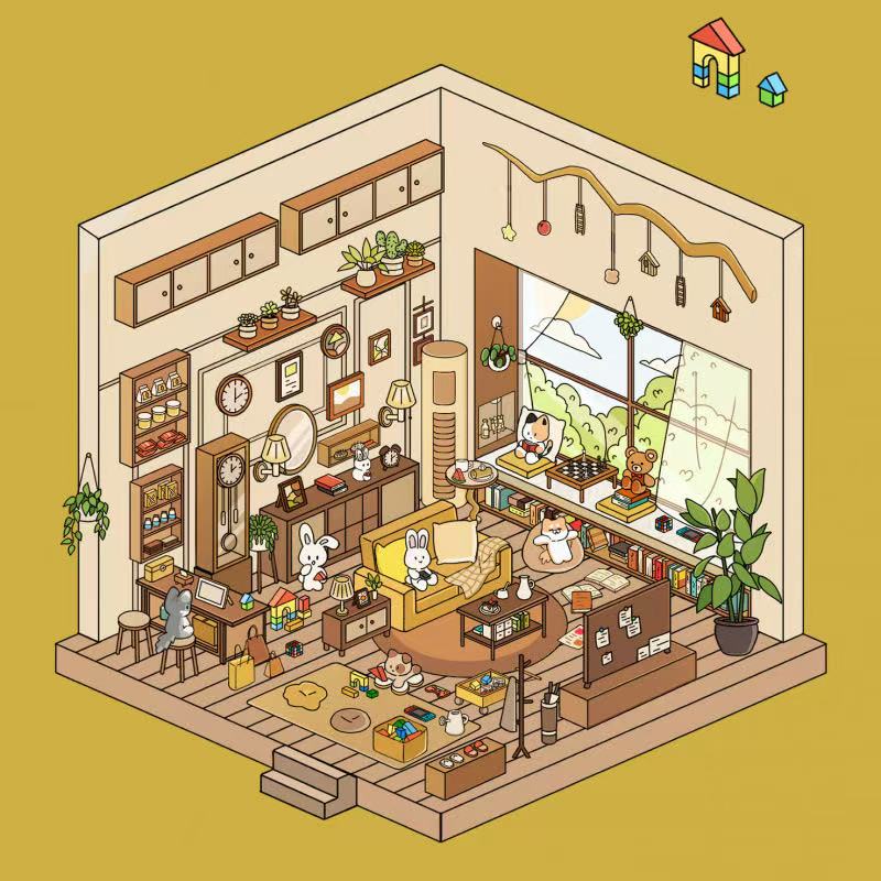 (20)Life party Series Scene Stikers 4 Cute Miniature Scenes