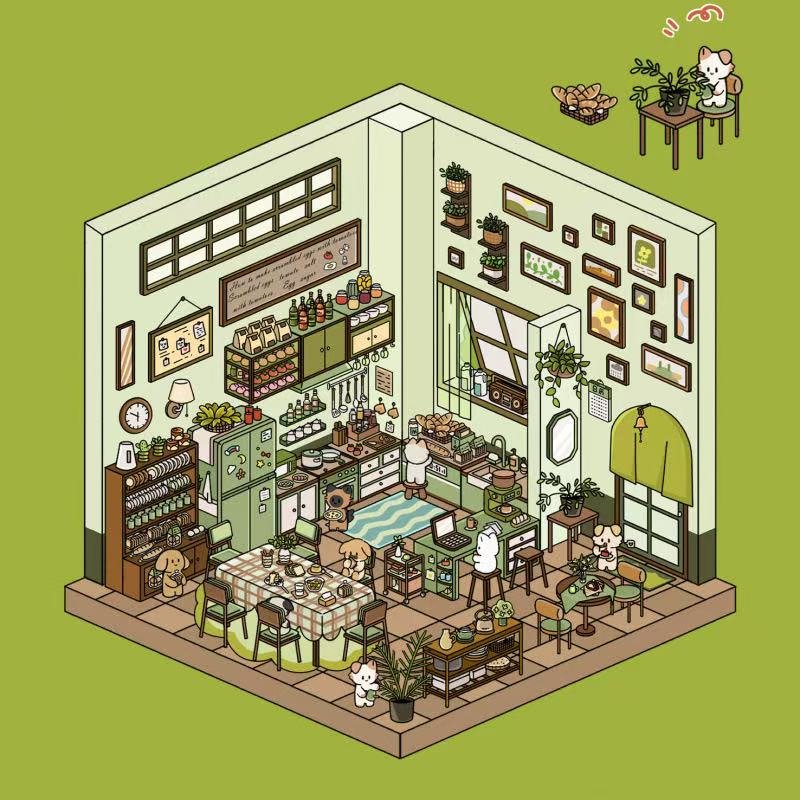 (20)Life party Series Scene Stikers 4 Cute Miniature Scenes