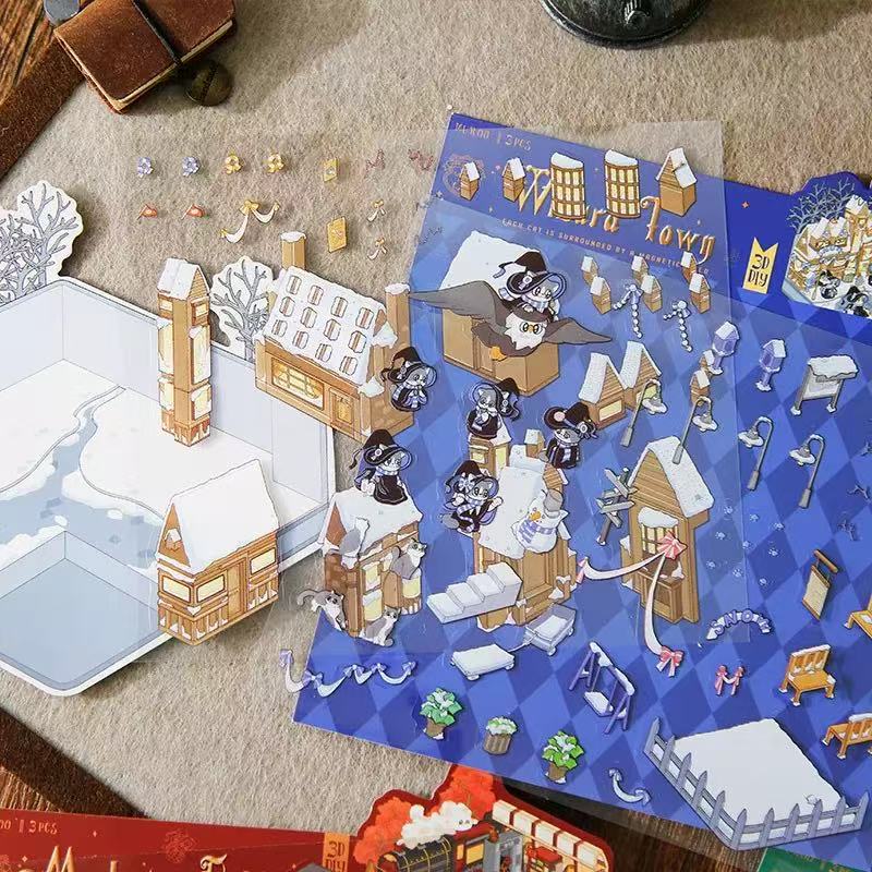 (21)Enchanted Realms DIY 3D Scene Stickers 4 Cute Miniature Scenes