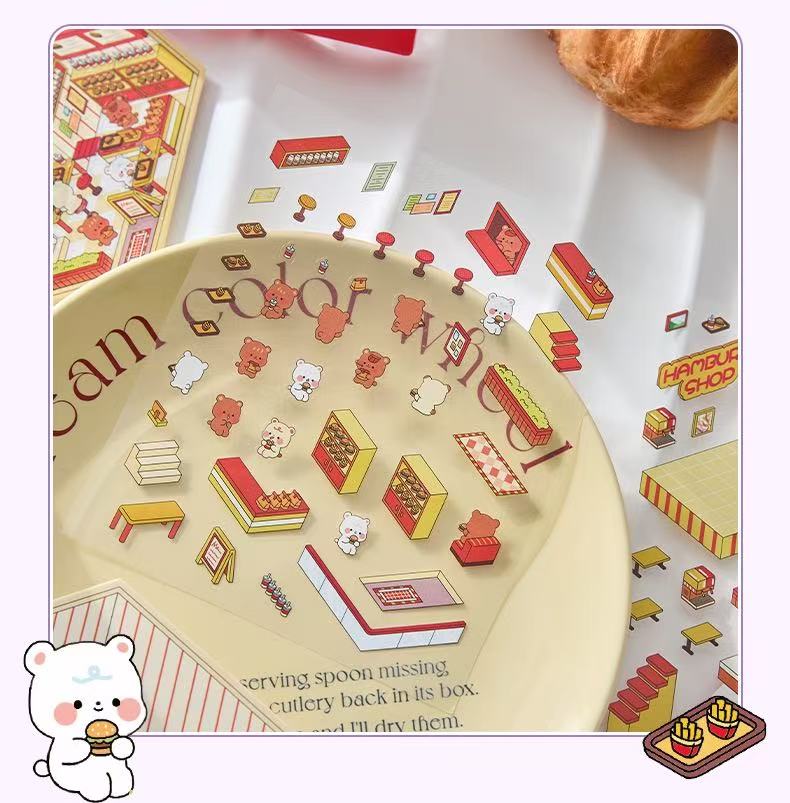 (23)Tiny Joys Avenue DIY 3D Scene Stickers 4 Cute Mniature Scenes