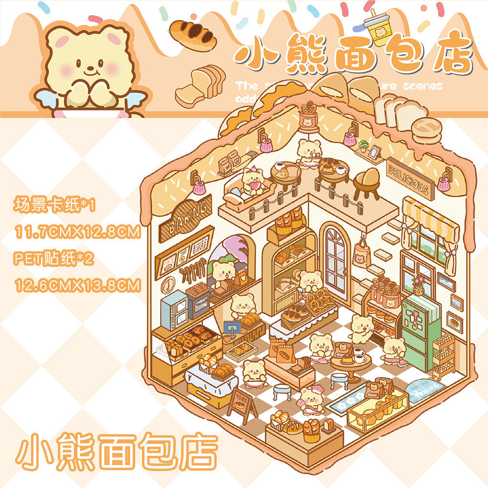 (24)Sweet Whimsy 3D scene Stickers 4 Cute Miniature Scenes