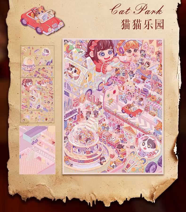 (111)Alice In Wonderland DIY 3D Scene Stickers 2 Cute Miniature Scenes