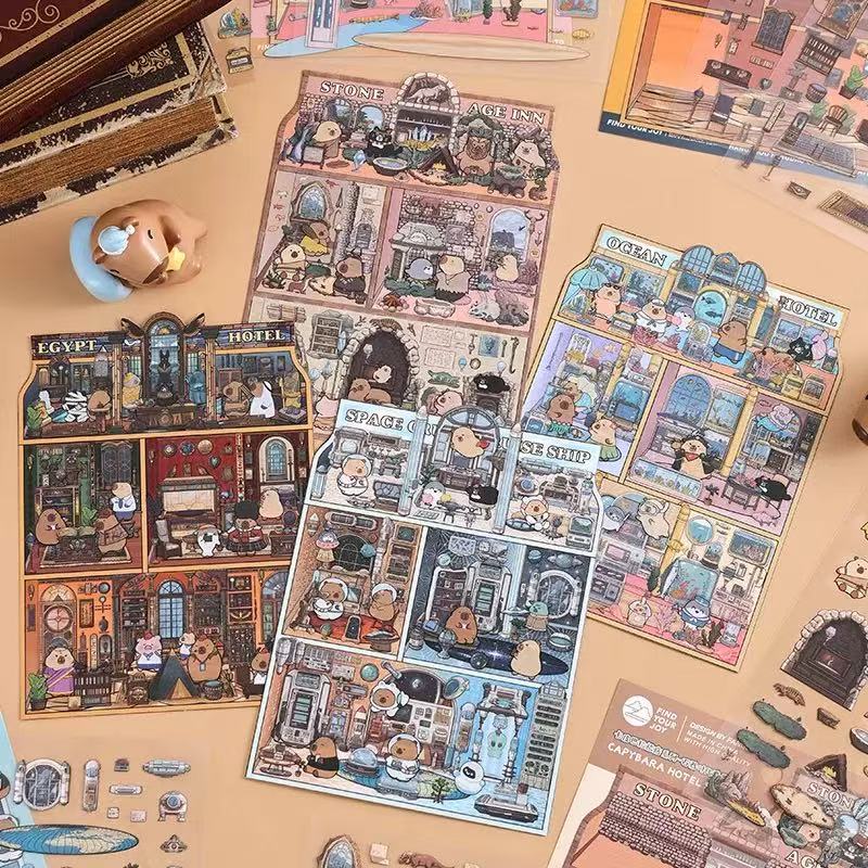 (29)Dolphin Hotel DIY 3D Scene sticker 4Cute Miniature Scenes