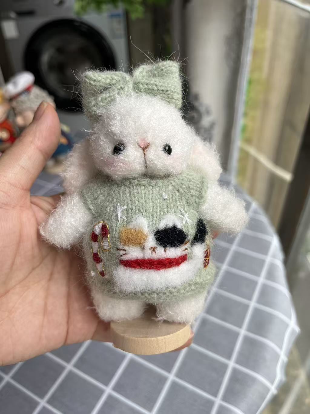 Hand made knitted bunnies and bears