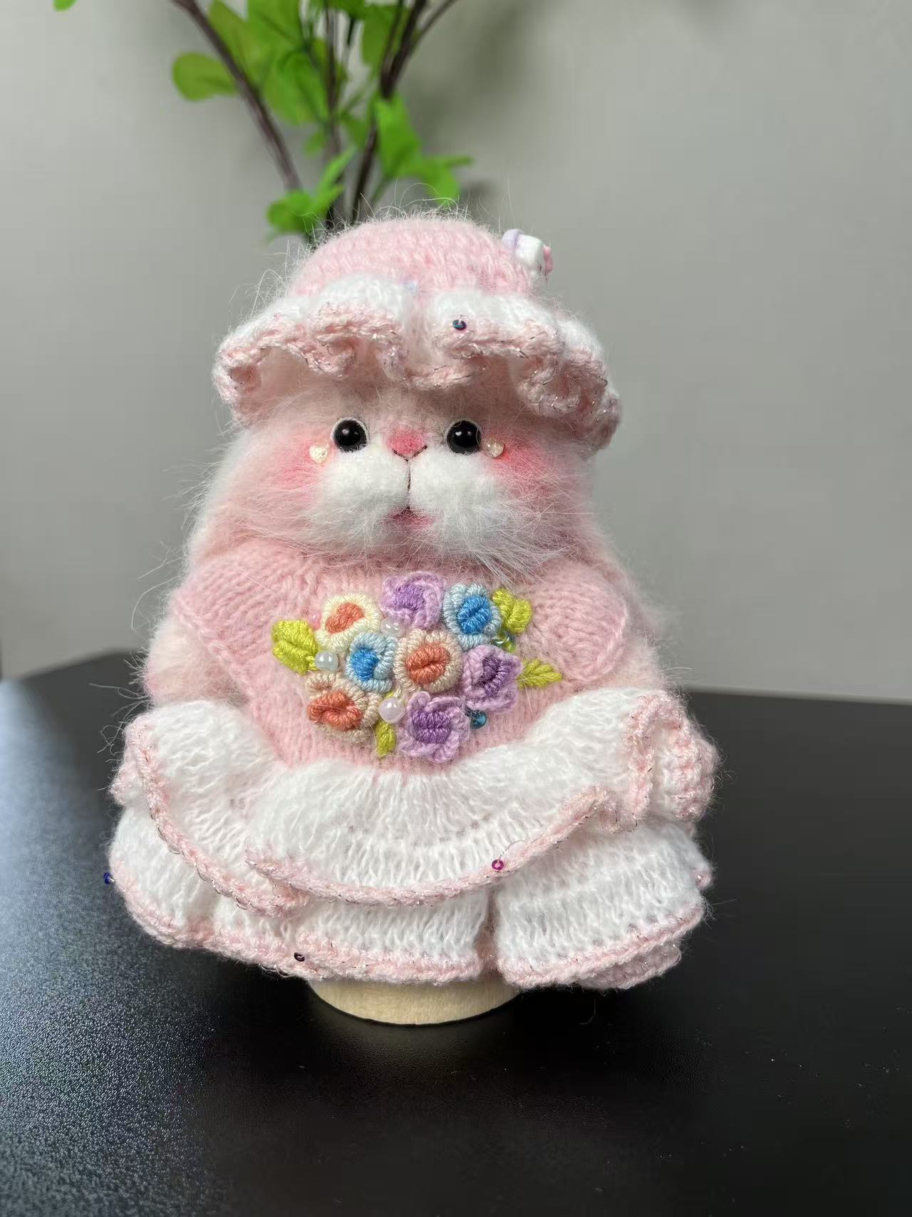 Hand made knitted bunnies and bears